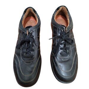 Clarks Unstructured Black Leather Lace-Up Men's Sneakers Comfortable Casual Shoe